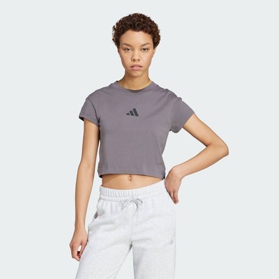 adidas Phong cách sống Áo Baby Tee Logo Nhỏ Future Icons Nữ Xám JE4004