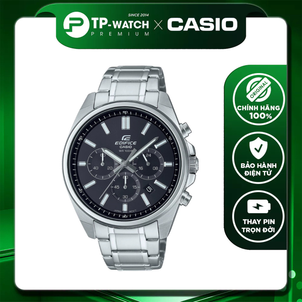 Đồng hồ nam dây thép Casio Edifice EFV-650D-1AVUDF Chống nước 100m | Edifice EFV-650D-1A
