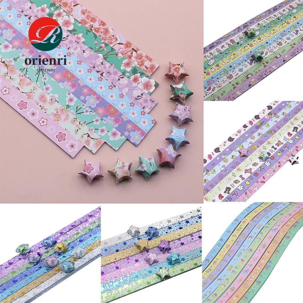Dải giấy ngôi sao ORIENRI, Giấy Origami thủ công nghệ thuật đầy màu sắc, Phim hoạt hình dễ thương Ng
