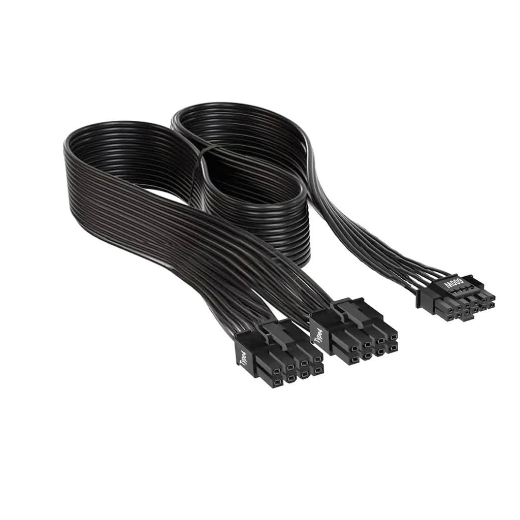 Cáp PSU 12VHPWR, Đầu nối PCIe 5.0 kép 8 chân sang 12V-2x6 cho Corsair Type-4 PSUs, Cáp nguồn GPU đồn