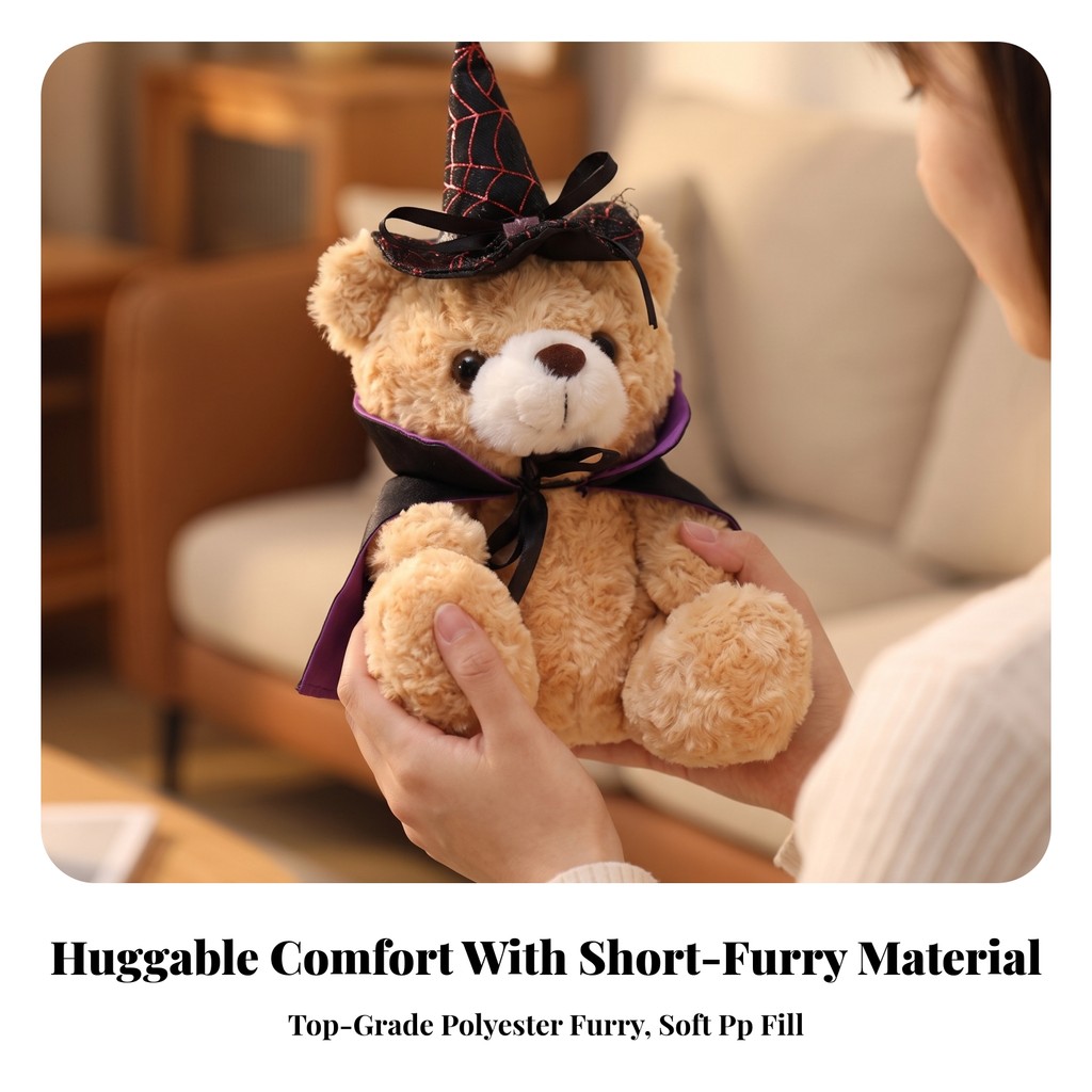 Gấu Bông Có Mũ Phù Thủy Halloween Phù Thủy Gấu Bông Nhồi Bông Hình Đồ Chơi Ma Quái Đáng Yêu Cho Bàn 