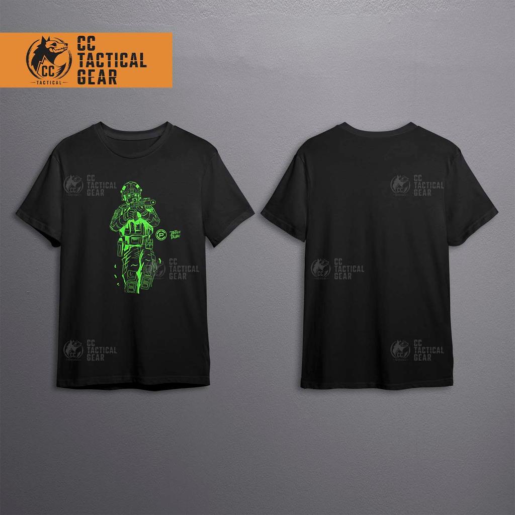 [Sẵn sàng] TACTICAL GEAR Sci Fi Warrior in hình người hâm mộ quân đội ngắn tay chiến thuật Áo thun n
