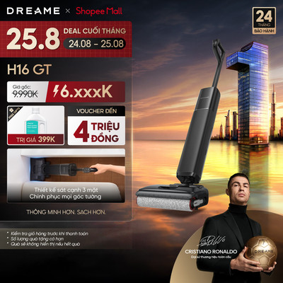 Dreame H16 GT Máy hút bụi lau sàn không dây | thiết kế siêu mỏng 9.9cm | lực hút cực đại 23.000Pa | BH 24 tháng