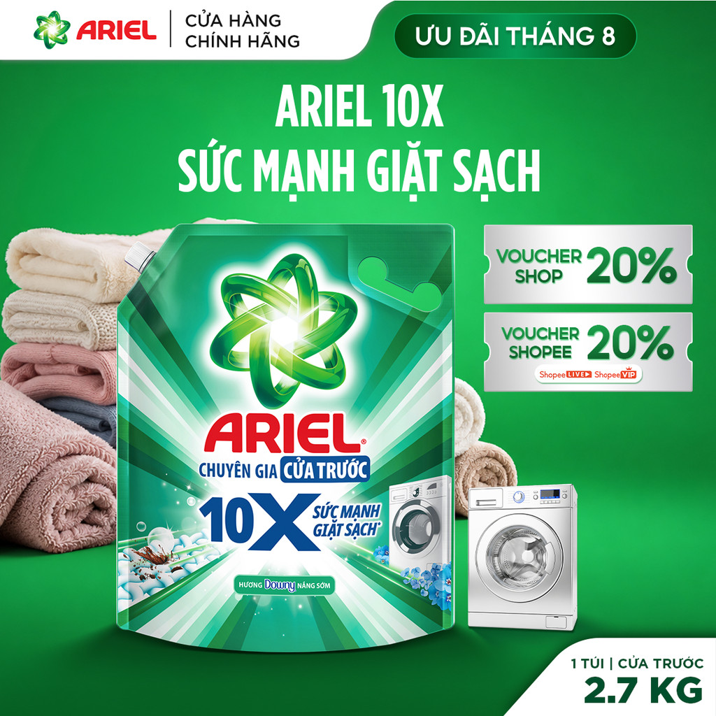 Nước Giặt Cửa Trước ARIEL 10X Giặt Nhanh 2.7KG