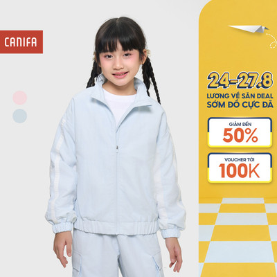 Áo khoác gió active bé gái CANIFA dài tay chống thấm nước 1OT25W004