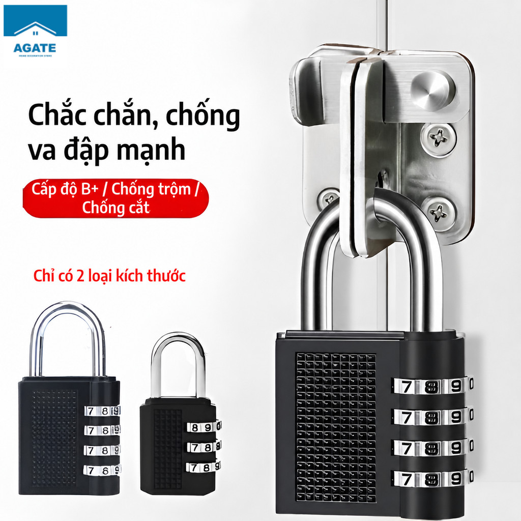 Ổ Khóa Số 3/4 Mã Số,khóa vali du lịch chống trộm,khóa mã số chất liệu hợp kim inox,không cần chìa khóa,An ninh chốngtrộm