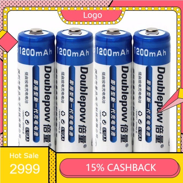 Bộ 4 viên pin tiểu sạc chuyên dùng Doublepow AA 1200mAh -Hàng nhập khẩuBộ 4 viên pin tiểu sạc chuyên
