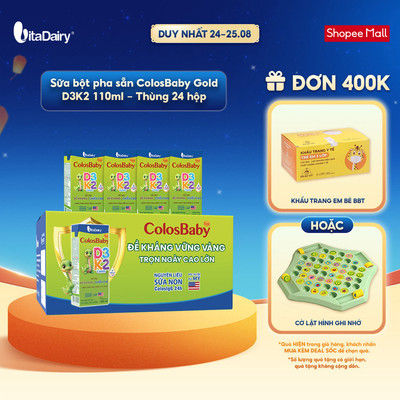 [THÙNG 24 HỘP] Sữa uống dinh dưỡng ColosBaby Gold D3K2 110ml – Bổ sung canxi, hỗ trợ xương chắc khỏe