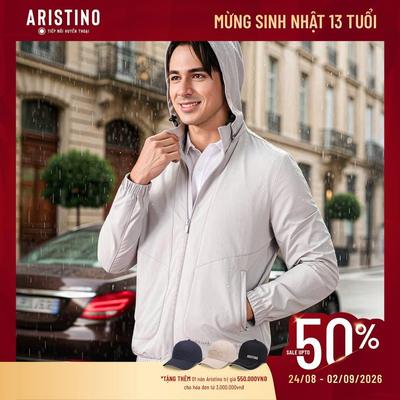 Áo Khoác Gió Nam Aristino Trượt Nước Thời Trang Tiện Dụng Regular fit Bo Gấu Tay Áo AJK004EDP01