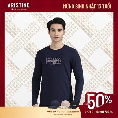 Áo thun dài tay nam ARISTINO basic, lịch sự, phối đồ đơn giản cùng quần âu, jeans ALT004W2