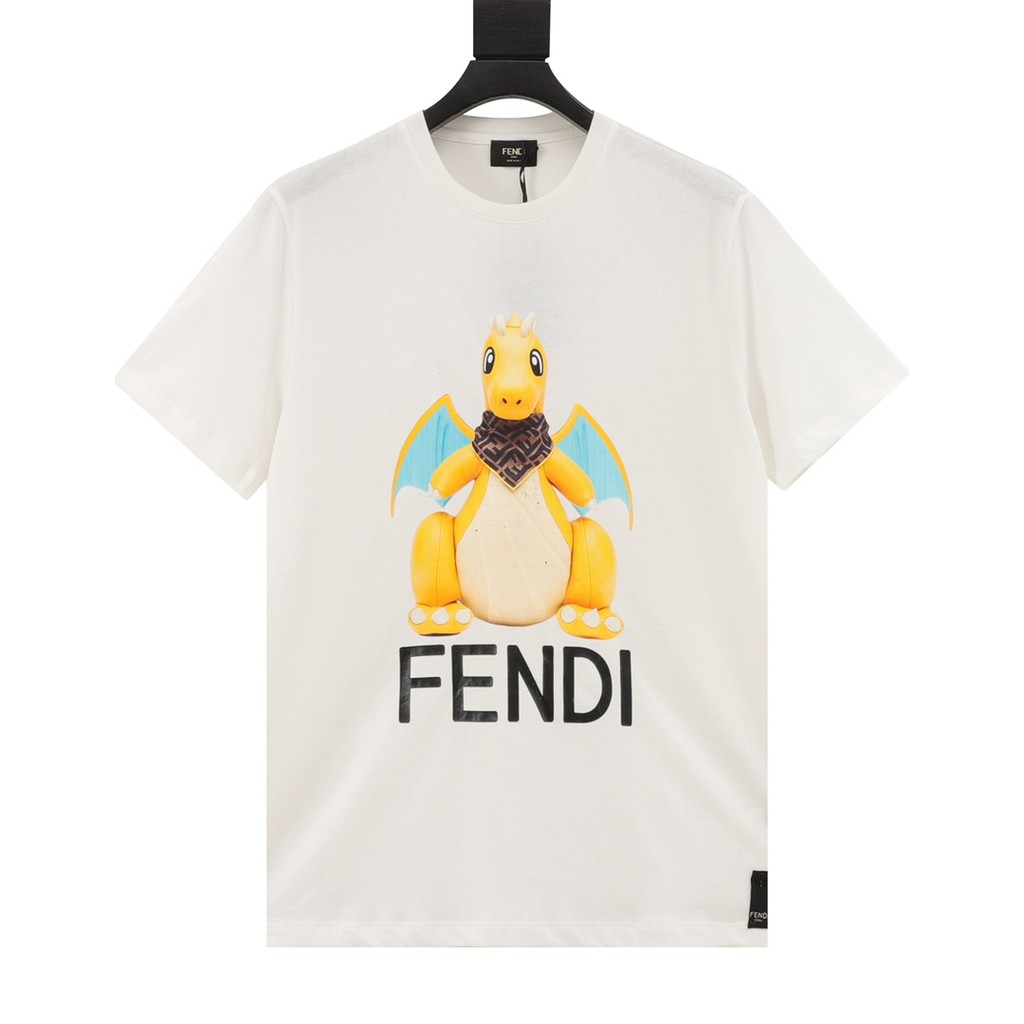 FENDI FENDI Hàng Ngày Mặc Áo Thun Tay Ngắn Nam Nữ Phong Cách Hàng Ngày Đơn Giản Cơ Bản Mùa Thu Quần 
