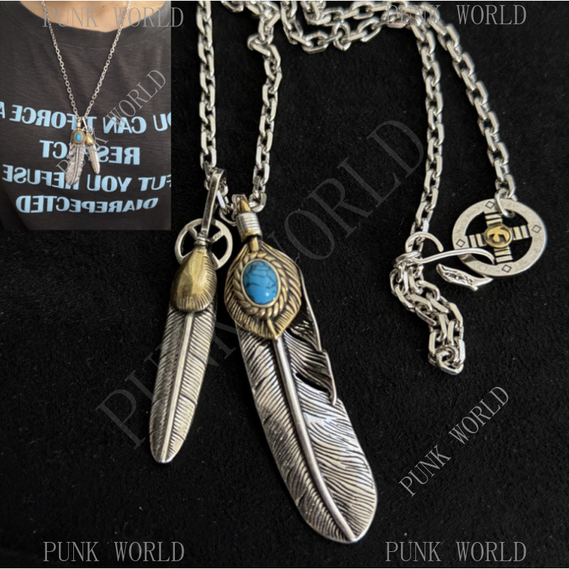 Vòng Cổ Bạc GOROS 925 Phong Cách Mới Đôi Mặt Dây Chuyền Lông Chim Vòng Cổ 0360