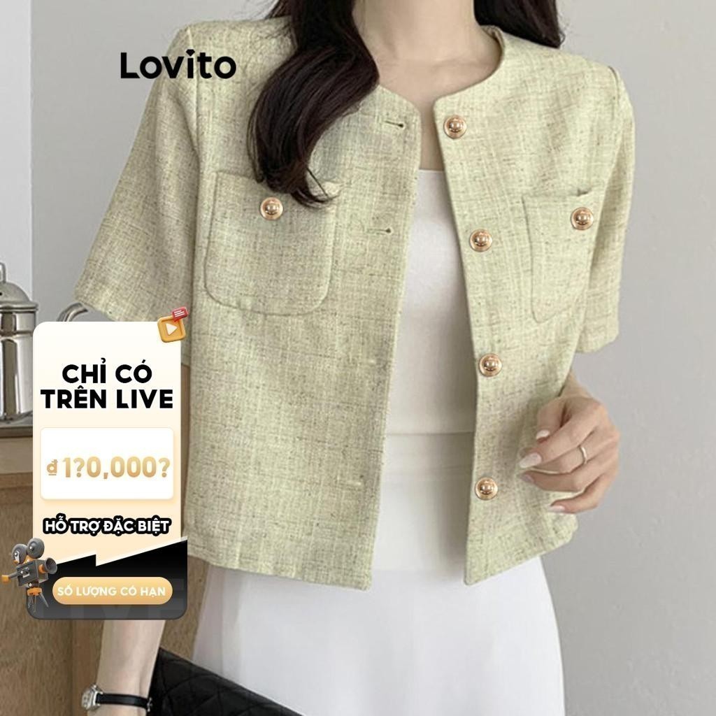 (Live Hosts' pick) Lovito thanh lịch Áo kiểu Lovito cài nút màu trơn phong cách dành cho nữ LNE62309