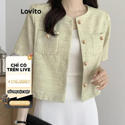 (Live Hosts' pick) Lovito thanh lịch Áo kiểu Lovito cài nút màu trơn phong cách dành cho nữ LNE62309