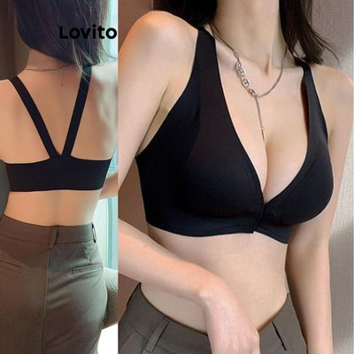 Lovito Phong cách thường ngày Áo Ngực Không Dây Thoải Mái Thoáng Khí Thân Thiện Với Da Không Dây Cài Nút Phía Trước Cho Nữ Mùa Hè/xuân LNE83360