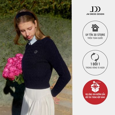 Áo Cardigan Len Vặn Thừng Cổ Tròn Tay Dài Dáng Ôm Mở Khuy Trước 2K10.2510. Áo Len Cardigan Nữ. Áo Len Mỏng Preppy By JM