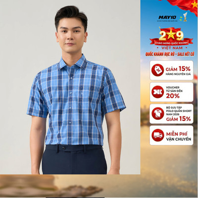 Áo Sơ mi nam cộc tay May 10 form RegularFit mã 010124106GB AK571