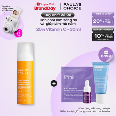 Tinh chất làm sáng da và mờ nám Paula's Choice 25% Vitamin C 25% Vitamin C + Glutathione Clinical Serum 30ml mã 1490