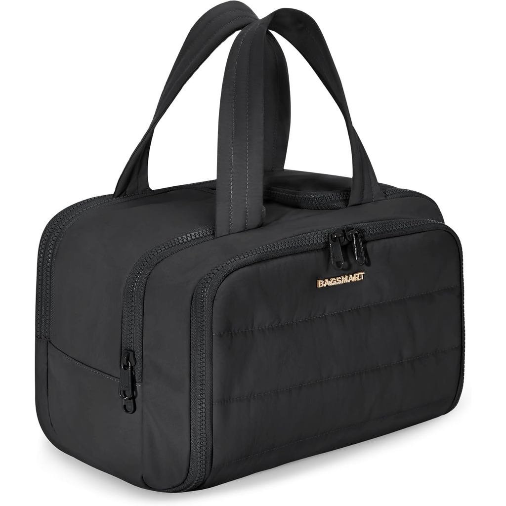 BAGSMART Travel Toiletry Bag, Lightweight Large Wide-open Travel Bag for Women, Puffy Cosmetic Makeu