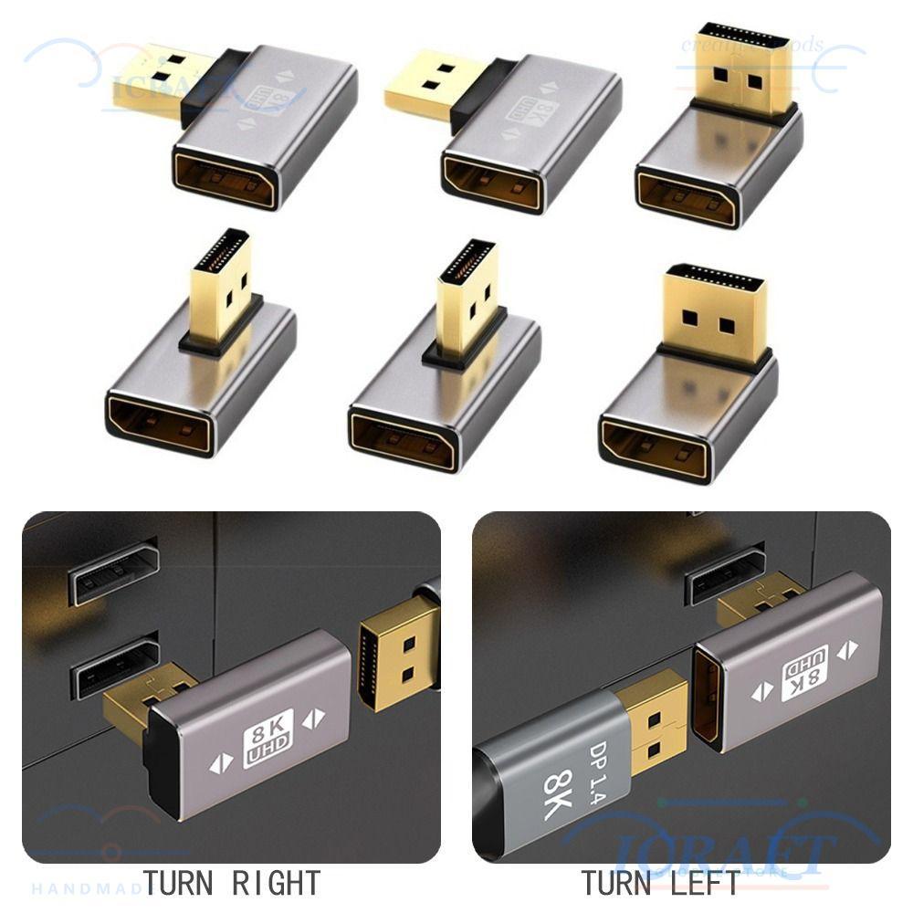 Bộ chuyển đổi cổng hiển thị CRAFT, Bộ chuyển đổi DP1.4 8K 60Hz DP Nam sang Nữ, Bộ mở rộng cáp DP Góc