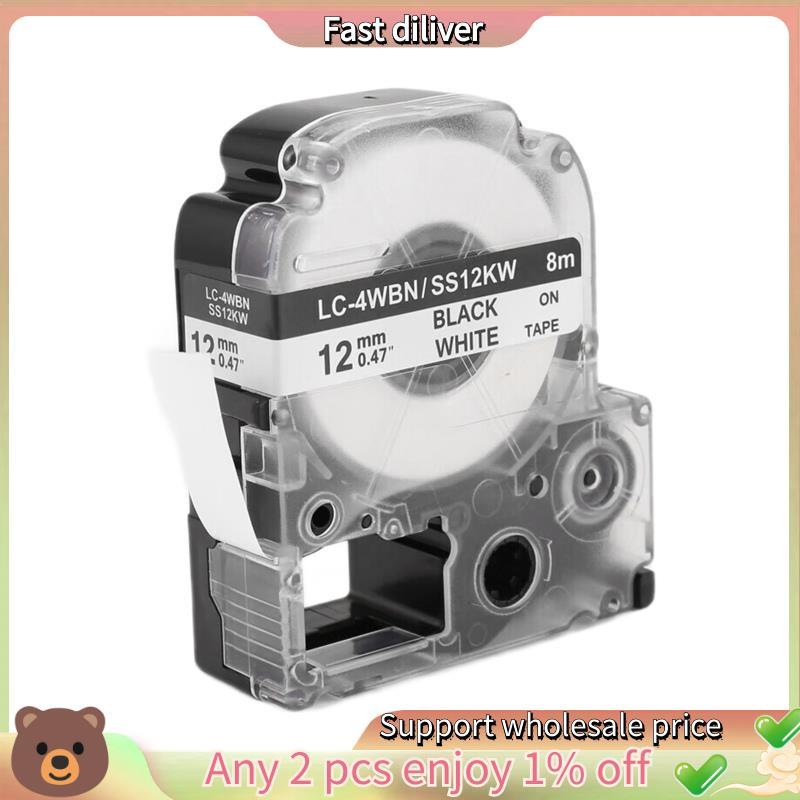 5 Gói Thay Thế -4WBN LC-4WBN9 (SS12KW) Băng Nhãn Cho LabelWorks LW300 LW400 LW500 LW700 Đen Trên Trắ