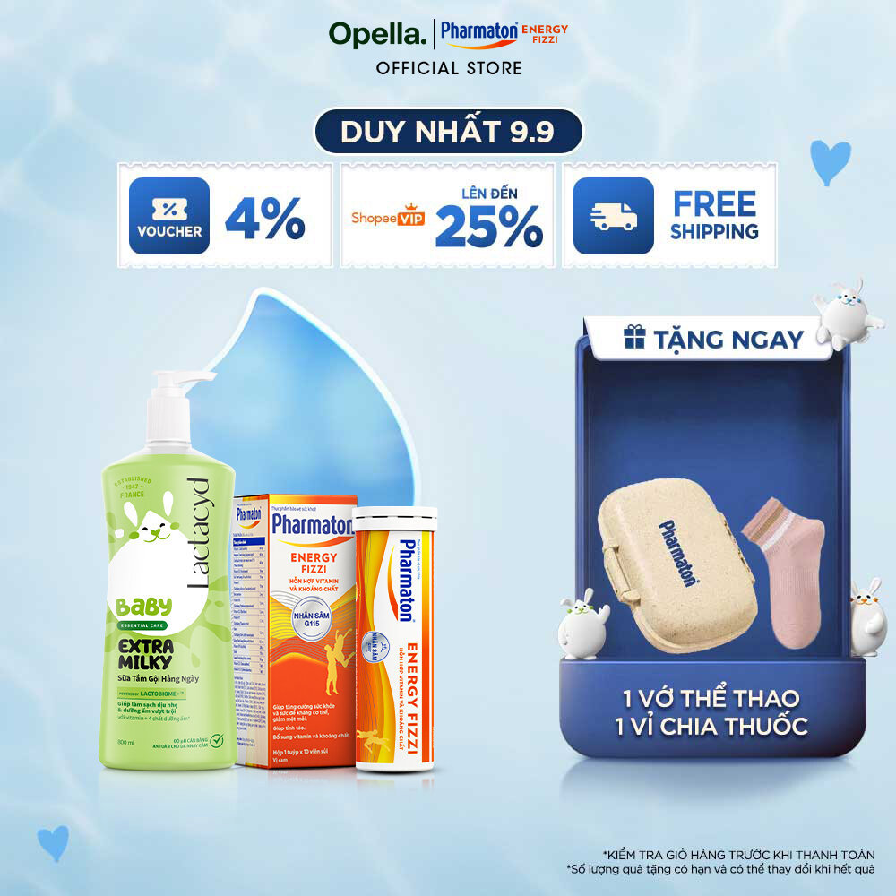 Bộ 1 Sữa Tắm Gội Trẻ Em Lactacyd Milky Size Jumbo 800ml + 1 Thực phẩm bảo vệ sức khỏe Pharmaton Ener