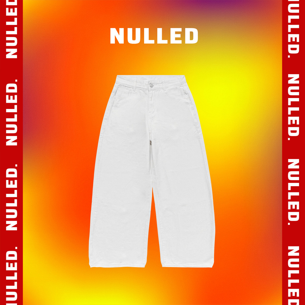 Quần jeans suông nữ ống rộng NULLED màu trắng basic phong cách Streetwear | N-Q52