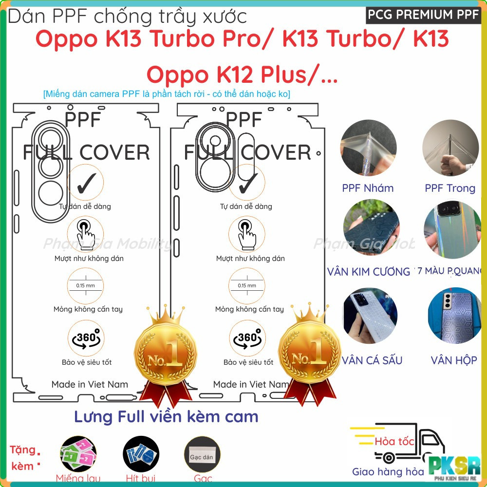 Dán PPF lưng FULL viền dành cho Oppo K13 Turbo Pro/ K13 Turbo/ K13/ K12 Plus 5G  4G 5G loại trong, n