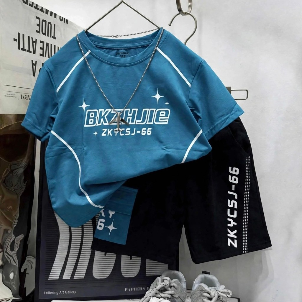 [BBkids] [Size 21-55kg] Bộ thun cotton in chữ cho bé trai Cool ngầu
