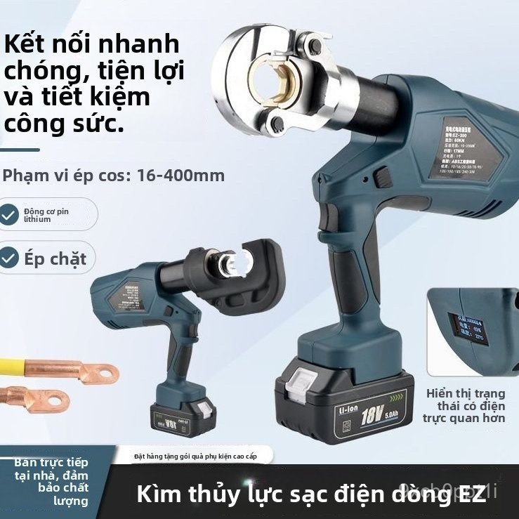 Kìm ép thủy lực pin Yuhuan EZ300/400 ép dây tự động cáp đôi đầu cos đồng nhôm thẳng