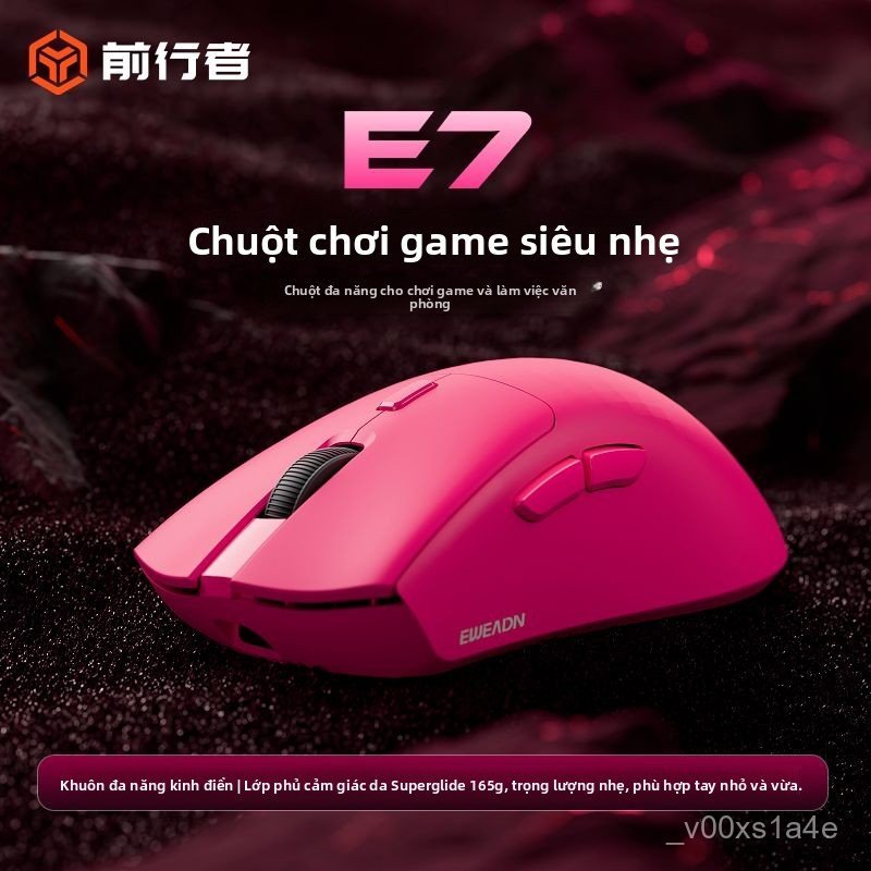 Chuột gaming không dây Bluetooth 3 chế độ E7, nhẹ pin sạc, chơi game văn phòng