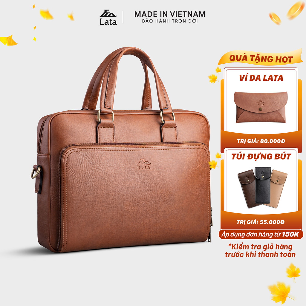 Cặp Công Sở Lata (Thời trang nam basic đựng laptop 13.3 inch - Cặp da CA32)