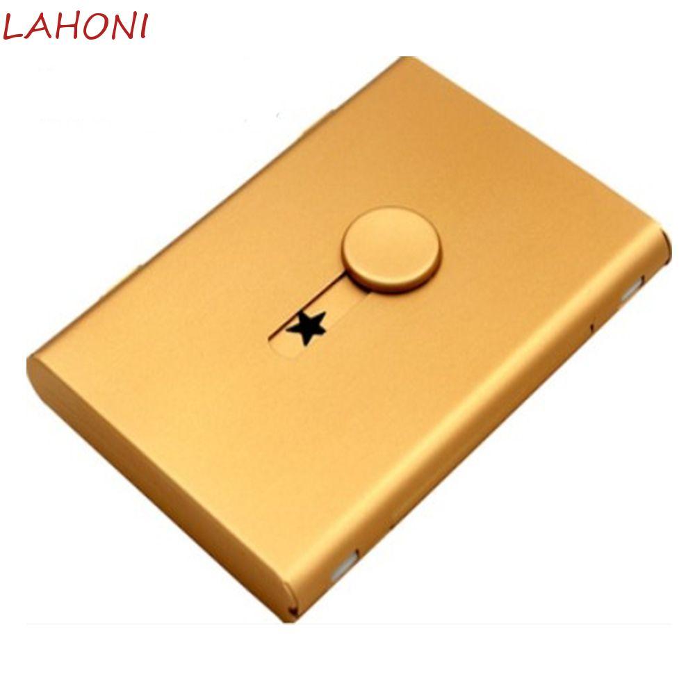 CURTES Thumb Slide Out Business Name Card Holder Nam Nữ Scrub Light Hand Push Star ID Card Case