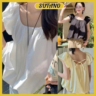  Áo kiểu nữ cổ rộng tay bồng ngắn nàng thơ bánh bèo A70 SUTANO 