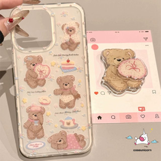  Hoạt Hình Nhỏ Họa Tiết Hoa Gấu Donut Bánh Nơ Ốp Lưng Tương Thích Cho IPhone 13 15 16 11 17 12 14 Pro Max 7 Plus XS X XR Max Air 8 15 16 Plus SE 2020 Stand New Imd Soft Case 