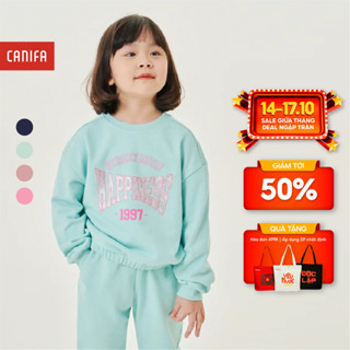 Bộ quần áo nỉ bé gái CANIFA áo dài tay quần dài in hình 1ST23W006