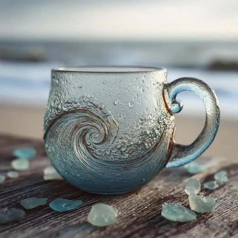 Ocean Wave Glass Cup: Aesthetic Marine Design