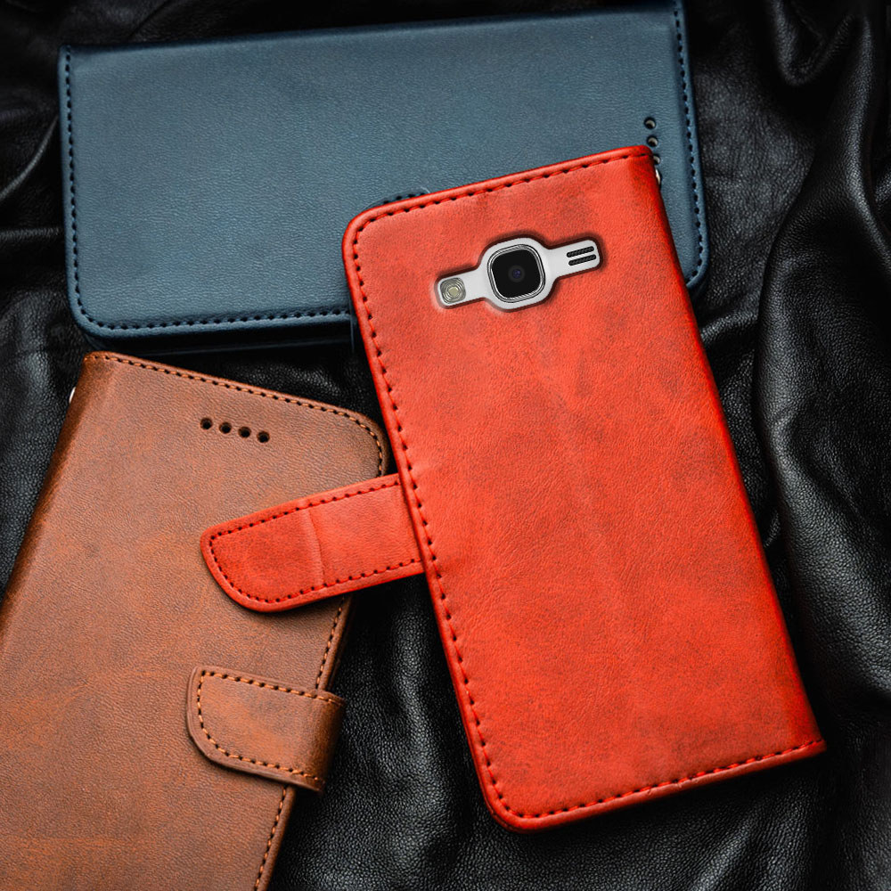 Samsung Galaxy J7 2015 J7 Duos Core J700F J700H không có LTE Premium Da sang trọng Flip-Top Ví đựng 