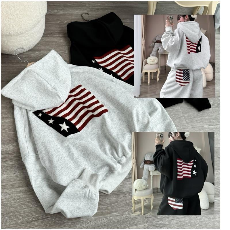 2-skin fleece jacket SUNSCREEN STAR FLAG wide zip jacket made of welded pressed fleece suitable for 