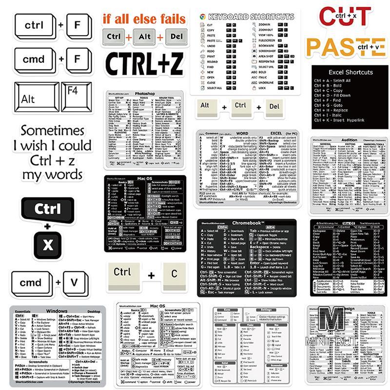 MINIFRUT] 30 Cái Adobe Photoshop Hướng dẫn bàn phím tham khảo nhanh Nhãn dán cắt ngắn MỚI