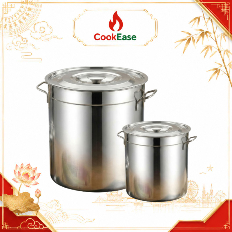 Nồi Inox luộc gà, nồi inox lớn 【25cm-50cm】xô đựng súp đa chủng loại lý tưởng cho quán nhậu và bếp ăn