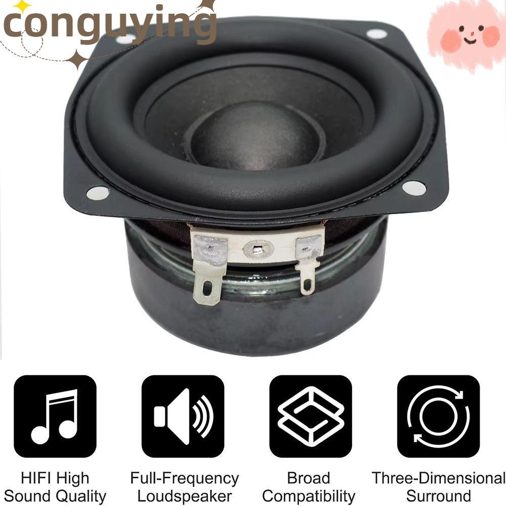 Loa trầm vuông CONGUYING, Loa siêu trầm lồi 4 Ohm 15W, Loa 2 inch 3 inch Âm thanh Loa kệ sách DIY