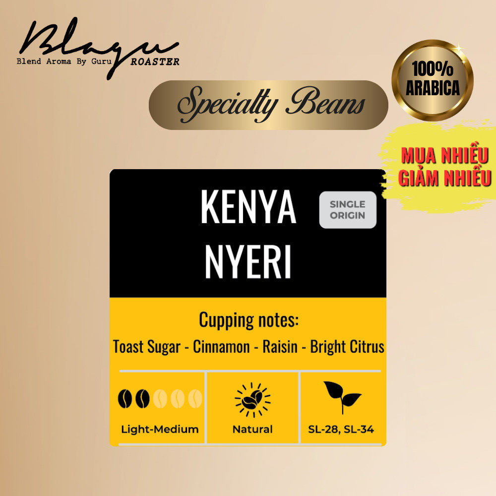 Cà Phê Đặc Sản Blagu - Kenya Nyeri - Africa Collection - SL-28, SL-34 - Light-Medium - 250g