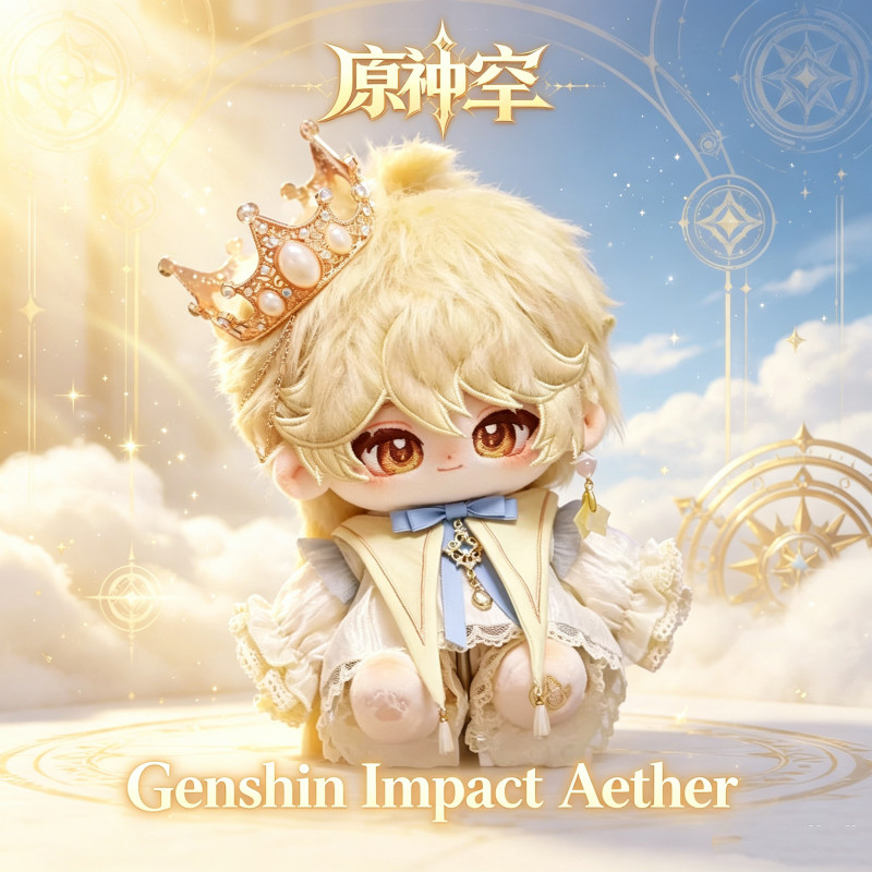 Genshin Impact Aether Cotton Doll 20cm Dễ Thương Cô Gái Tóc Vàng Du Lịch Plushie Mềm Nhồi Bông Đồ Ch