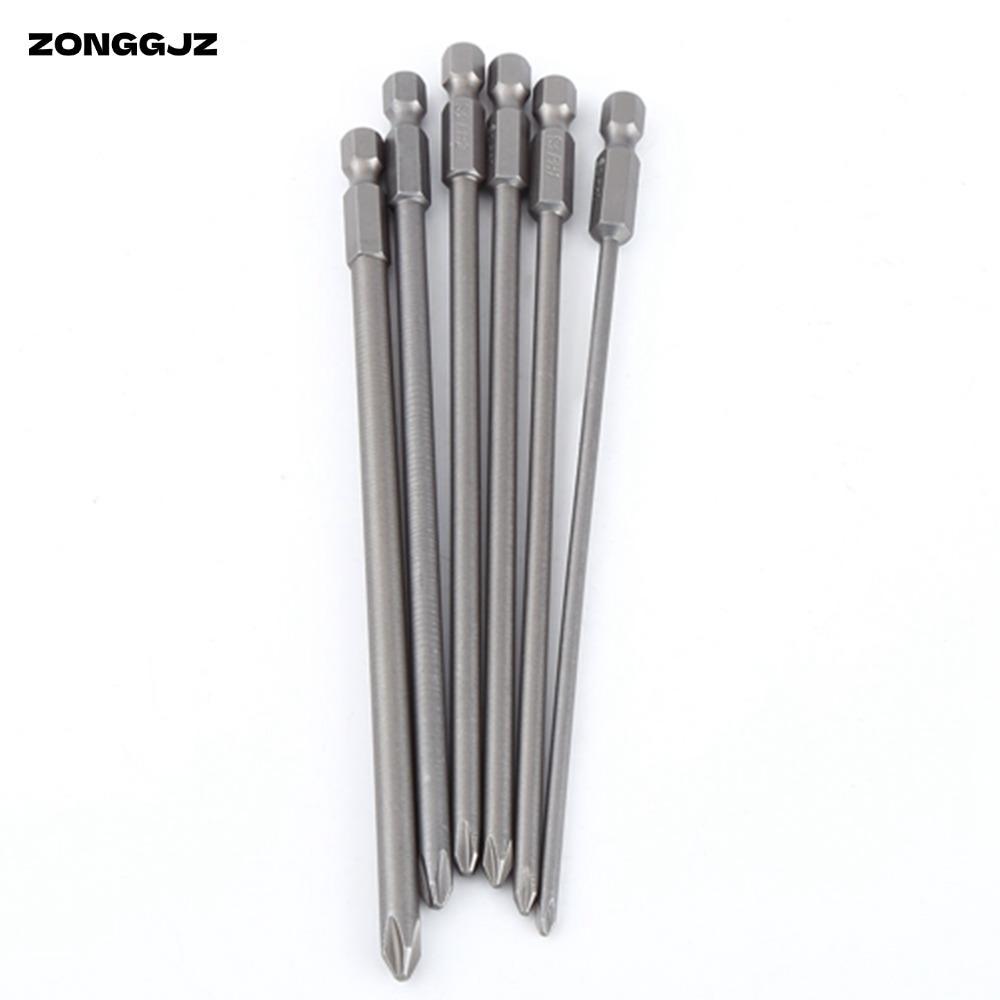 Bộ mũi tuốc nơ vít ZONGGJZ 6 chiếc, mũi tuốc nơ vít đầu chữ thập bằng thép hợp kim S2 dài 150mm / 6 