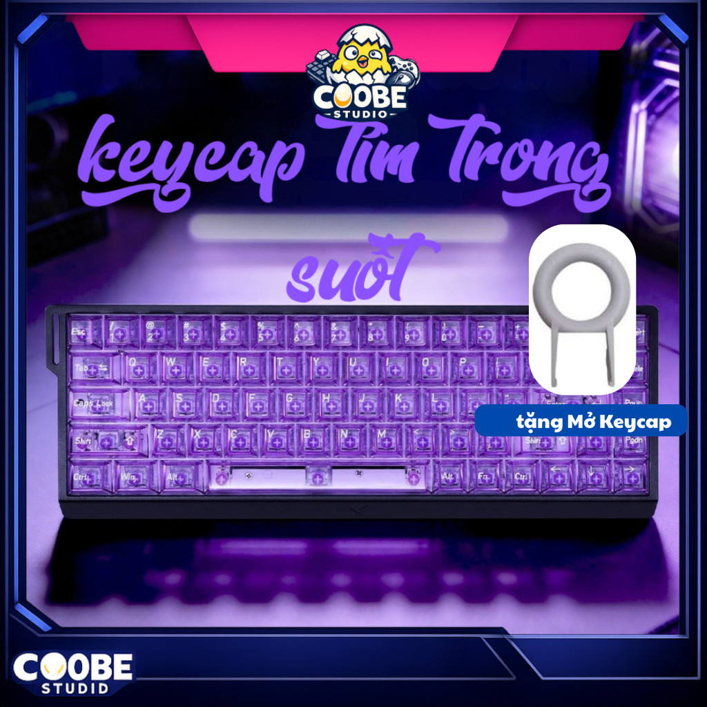 Keycap PC trong suốt - 139 phím - Profile Cherry - Xuyên Led cực đỉnh…