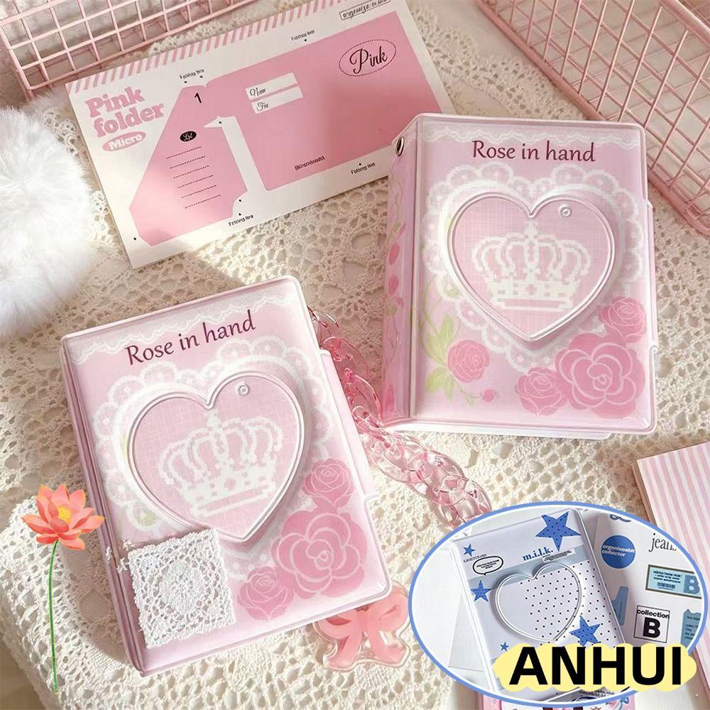 ANHUI Card Holder Book, Ring Binder Pocket Pages Photocard Binder, PVC 3 inch Kpop Album Ảnh Tổ Chức