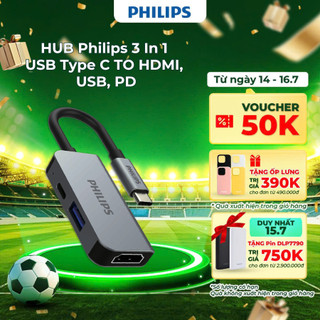 Bộ Hub chuyển đổi Philips đa cổng USB Type C (Thunderbolt 3) to HDMI + USB-A + USB-C (PD) SWV6113/5G