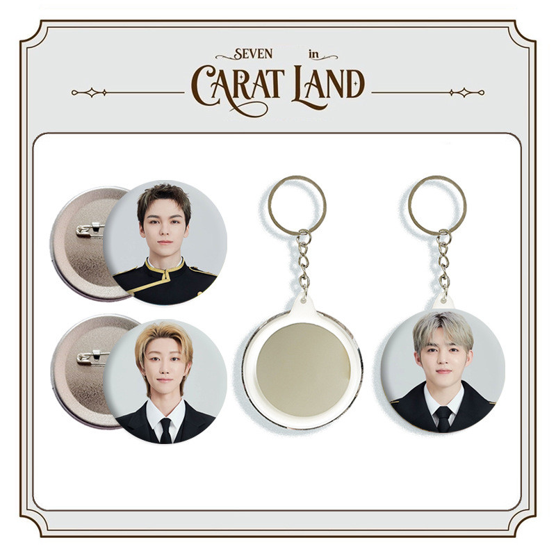 SVT CARAT LAND 10th Clap Merch Huy Hiệu Gương Móc Khóa Túi Móc Treo KPOP CARAT Sưu Tập Trang Trí