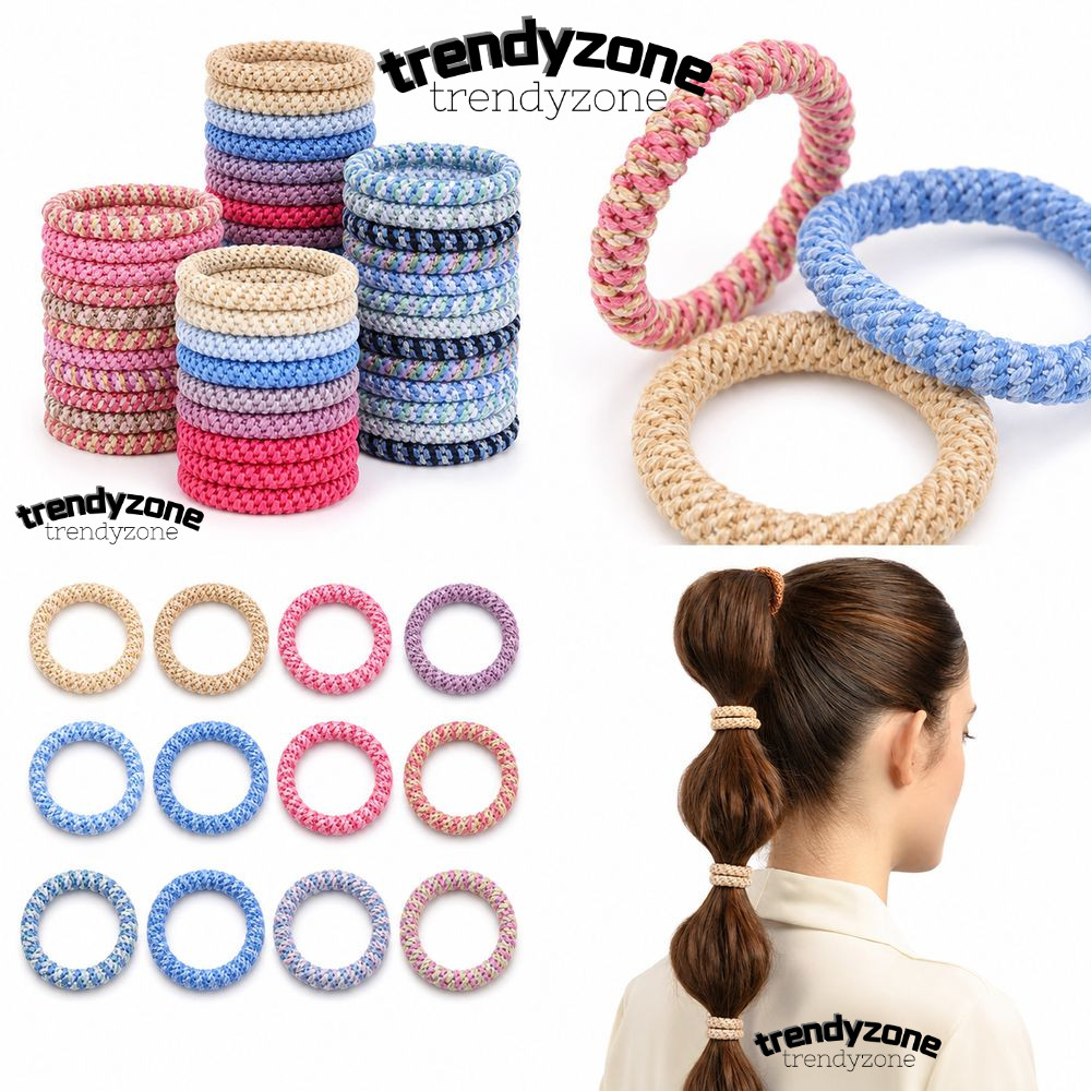 TRENDYZONEA0 15 Cái / bộ Dây buộc tóc cao su, Dây buộc tóc xoắn bện đầy màu sắc, Dây buộc tóc đuôi n